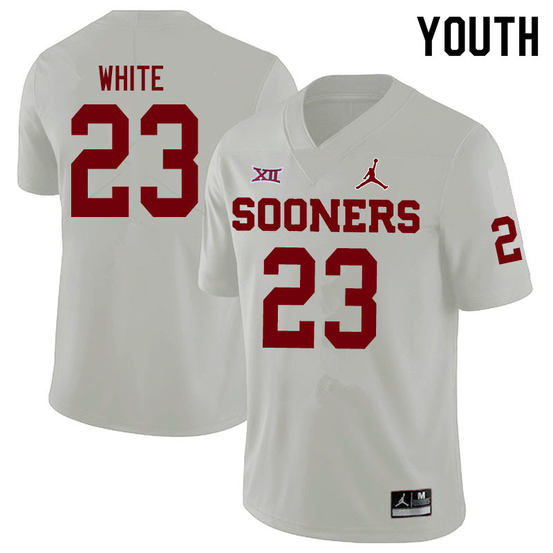 Youth #23 DaShaun White Oklahoma Sooners Jordan Brand College Football Jerseys Sale-White - Click Image to Close